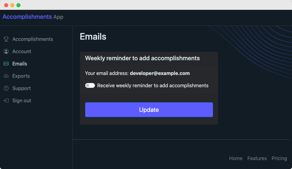 Get weekly email reminders